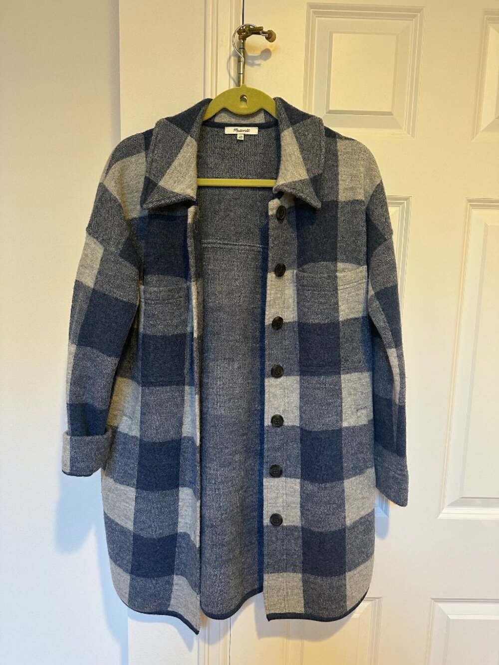 Madewell Boiled Wool Buffalo Check Sweater Jacket
